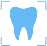 X-ray of light blue teeth