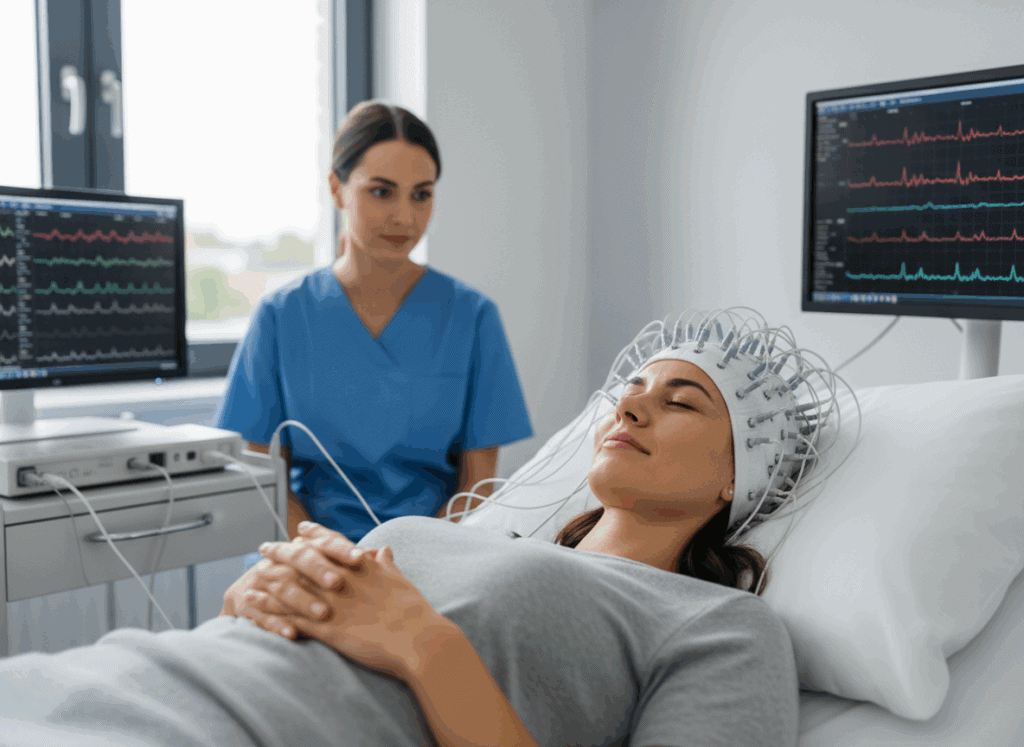 Firefly Gemini Flash women in an eeg test feeling ok 765462