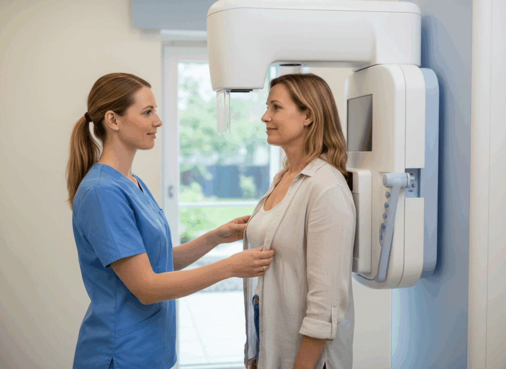 Firefly Gemini Flash women in an mammography test feeling ok 765462